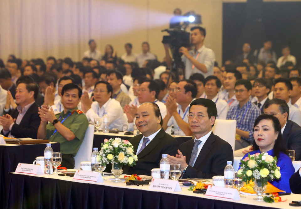 Thủ tướng Nguyễn Xuân Phúc dự diễn đàn. (Ảnh: Thống Nhất/TTXVN)