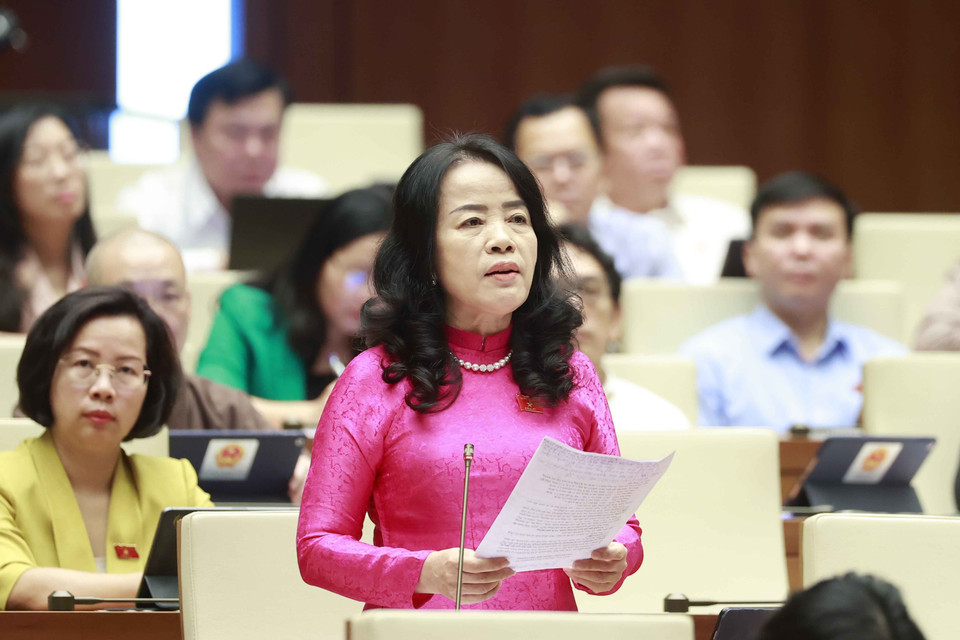 Đại biểu Quốc hội thành phố Đà Nẵng Nguyễn Thị Kim Thuý tranh luận. (Ảnh: Doãn Tấn/TTXVN)