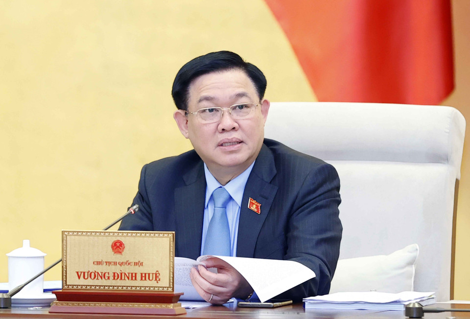 Chủ tịch Quốc hội Vương Đình Huệ phát biểu. (Ảnh: Doãn Tấn/TTXVN)