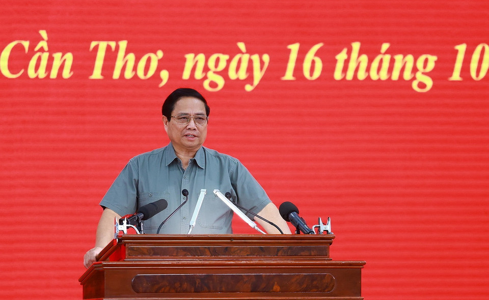 Thủ tướng Phạm Minh Chính phát biểu đạo. (Ảnh: Dương Giang/TTXVN)