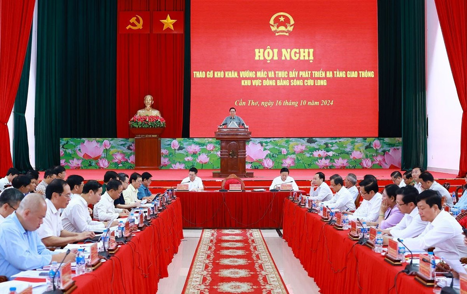 Hội nghị phát triển hạ tầng giao thông khu vực Đồng bằng sông Cửu Long. (Ảnh: Dương Giang/TTXVN)