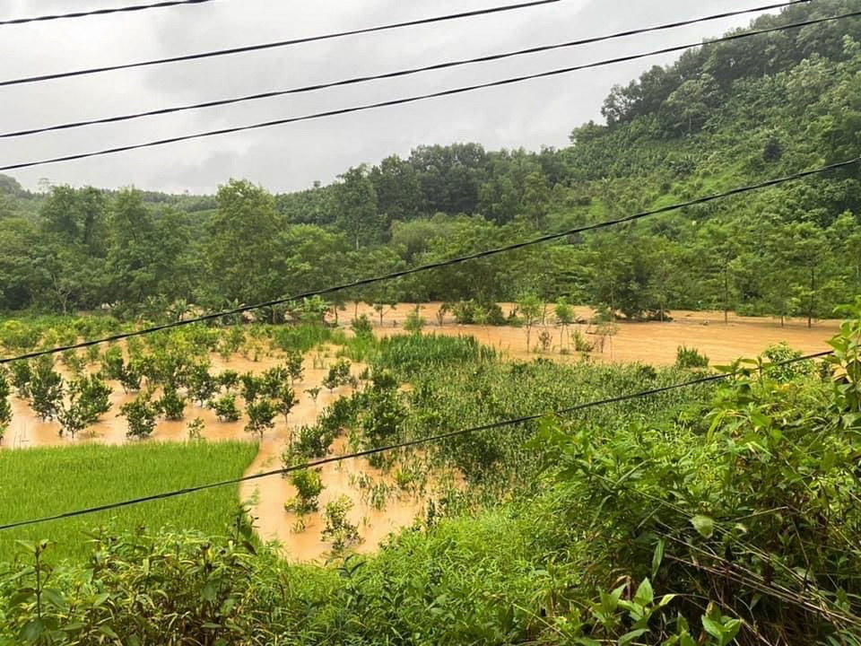 Nhiều diện tích lúa, hoa màu của xã Hương Sơn, huyện Quang Bình (Hà Giang) bị ngập úng do mưa lũ. (Ảnh: TTXVN phát)