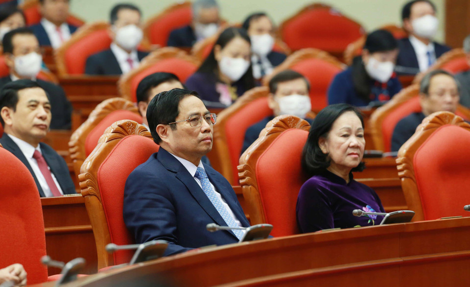 Thủ tướng Phạm Minh Chính và các đại biểu dự phiên bế mạc hội nghị. (Ảnh: Phương Hoa/TTXVN)