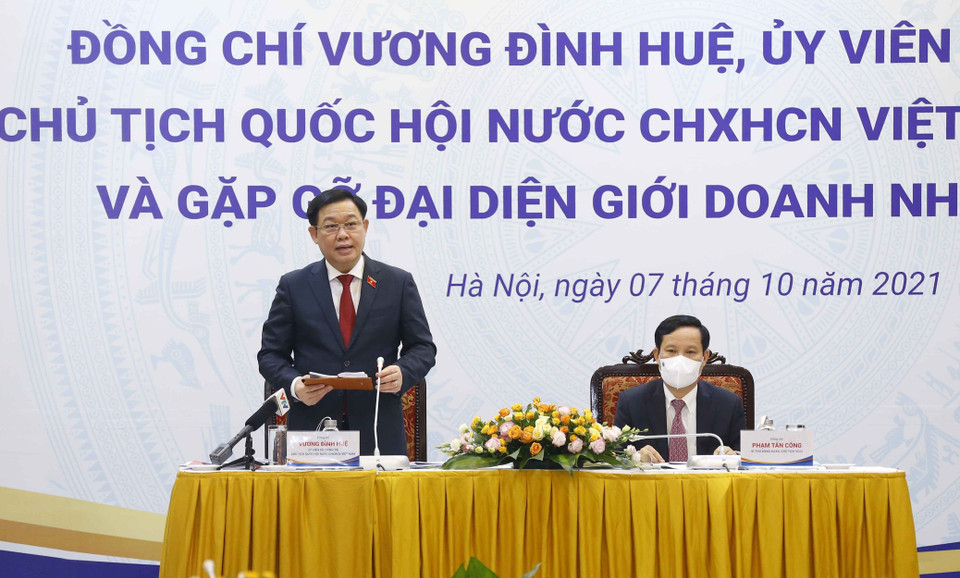 Cuộc gặp gỡ đại diện giới doanh nhân Việt Nam diễn ra tại VCCI. (Ảnh: Doãn Tấn/TTXVN)