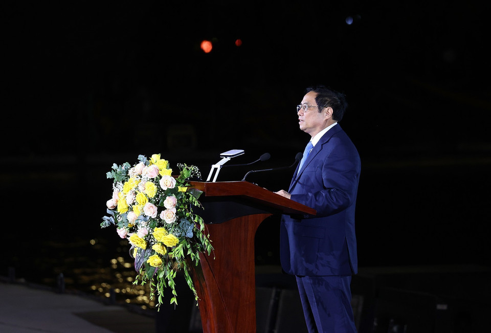 Thủ tướng Phạm Minh Chính phát biểu. (Ảnh: Dương Giang/TTXVN)