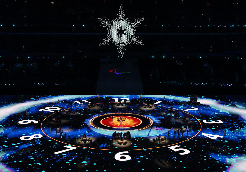 Trình diễn nghệ thuật tại lễ bế mạc Paralympic mùa Đông Bắc Kinh 2022 trên sân vận động Quốc gia Trung Quốc, ngày 13/3. (Ảnh: THX/TTXVN)