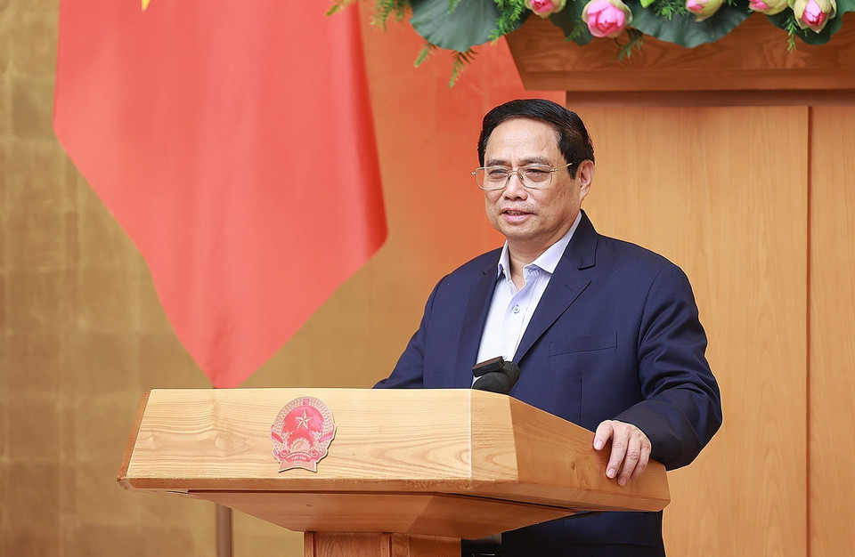  Thủ tướng Phạm Minh Chính chủ trì phiên họp. (Ảnh: Dương Giang/TTXVN)