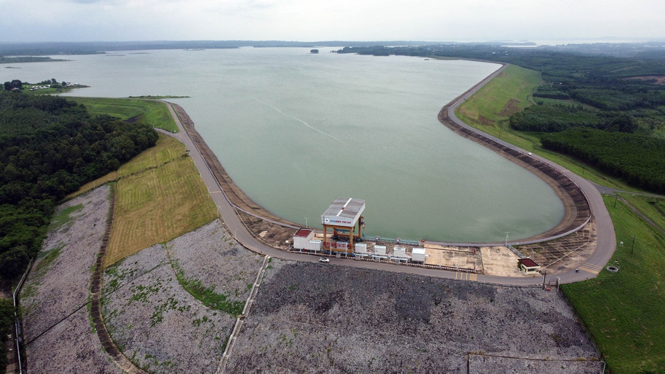 Hồ thủy điện Trị An có dung tích chứa toàn bộ là 2,76 tỷ m3 nước, trong đó dung tích hữu ích là 2,55 tỷ m3. (Ảnh: Huy Hùng/TTXVN)