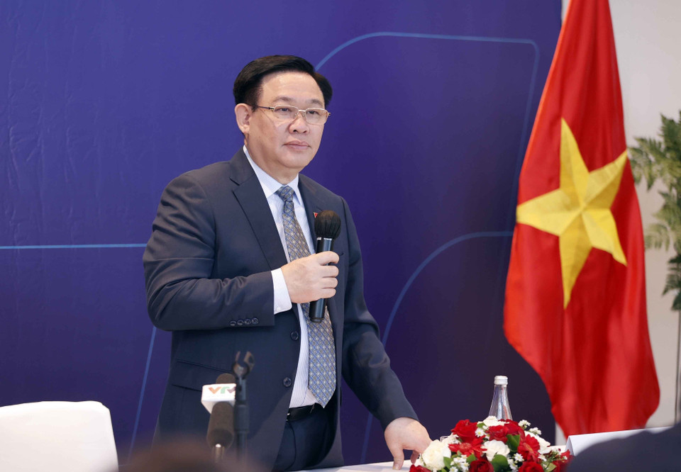 Chủ tịch Quốc hội Vương Đình Huệ phát biểu. (Ảnh: Doãn Tấn/TTXVN)