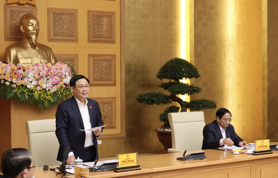 Chủ tịch Quốc hội Vương Đình Huệ phát biểu. (Ảnh: Dương Giang/TTXVN)