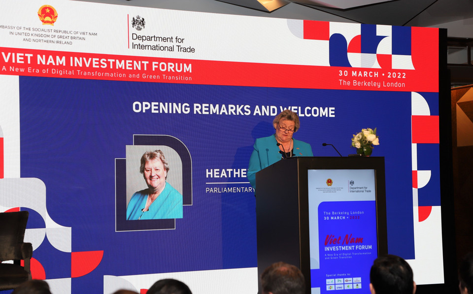 Nghị sỹ, Bộ trưởng Nghị viện tại Văn phòng Nội các Anh Heather Wheeler phát biểu. (Ảnh: Đình Thư/TTXVN)