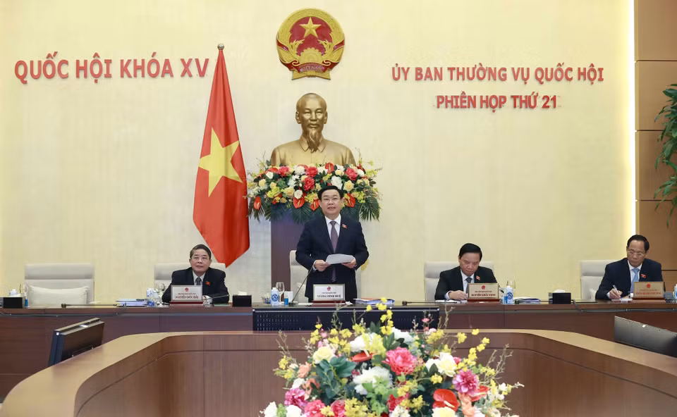 Chủ tịch Quốc hội Vương Đình Huệ phát biểu khai mạc. (Ảnh: Doãn Tấn/TTXVN)