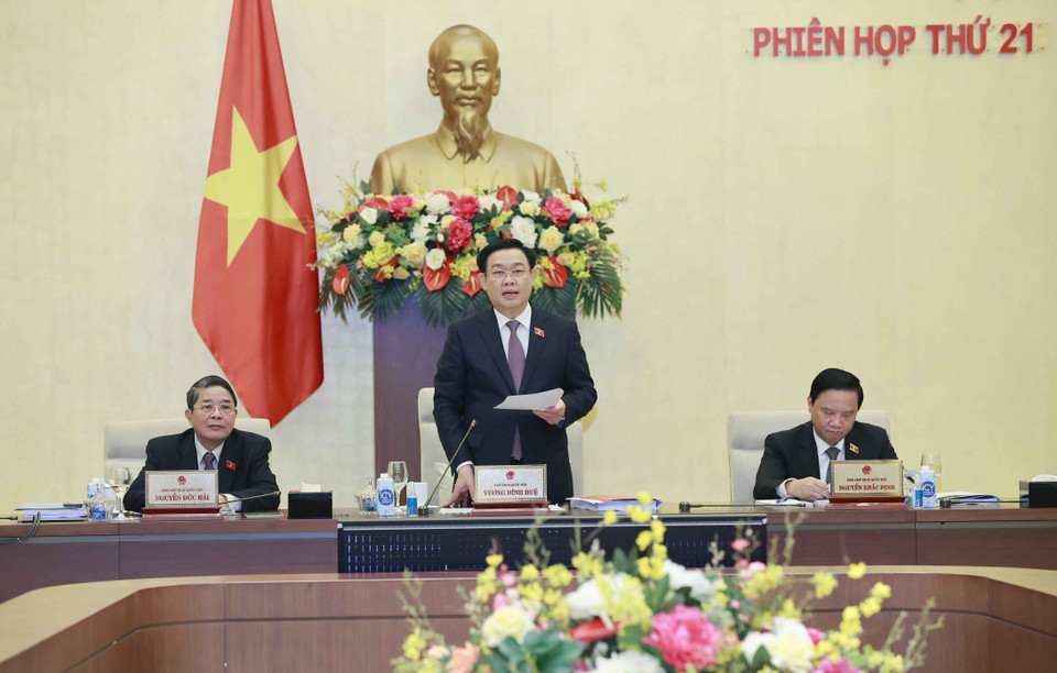 Chủ tịch Quốc hội Vương Đình Huệ phát biểu khai mạc. (Ảnh: Doãn Tấn/TTXVN)