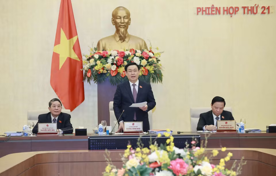 Chủ tịch Quốc hội Vương Đình Huệ phát biểu khai mạc. (Ảnh: Doãn Tấn/TTXVN)
