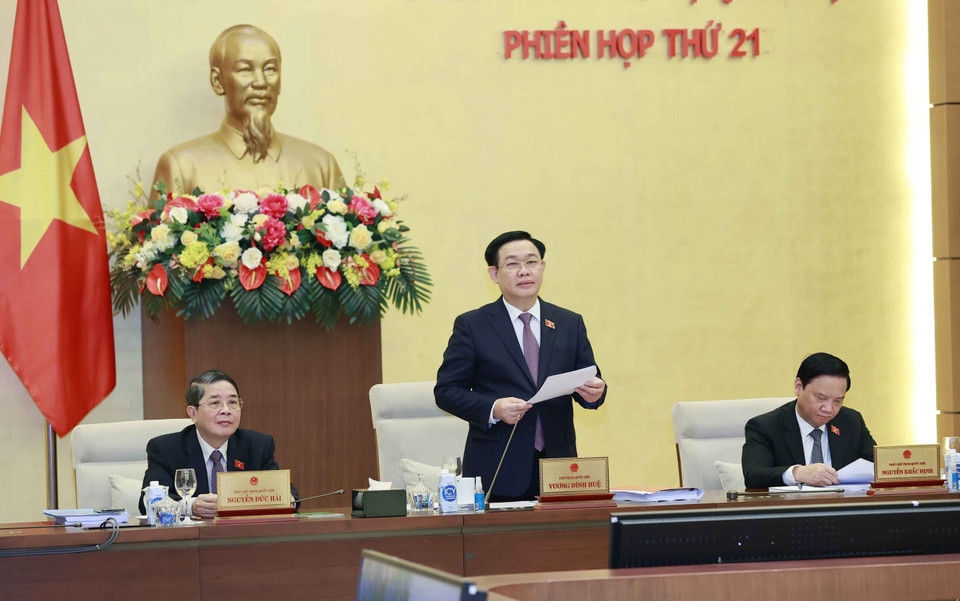 Chủ tịch Quốc hội Vương Đình Huệ phát biểu. (Ảnh: Doãn Tấn/TTXVN)