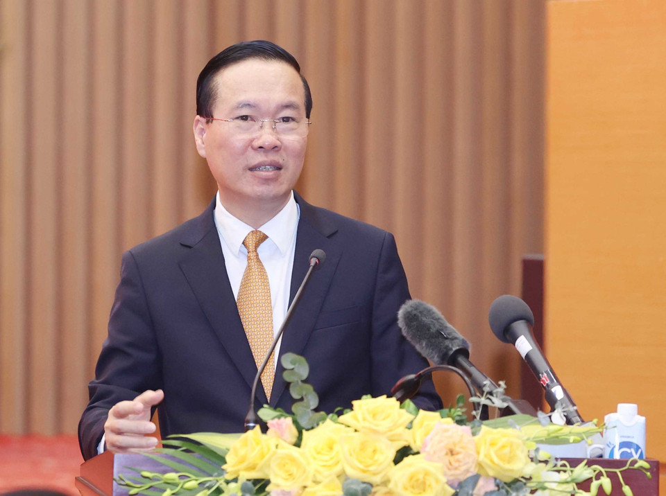 Chủ tịch nước Võ Văn Thưởng phát biểu. (Ảnh: Thống Nhất/TTXVN)