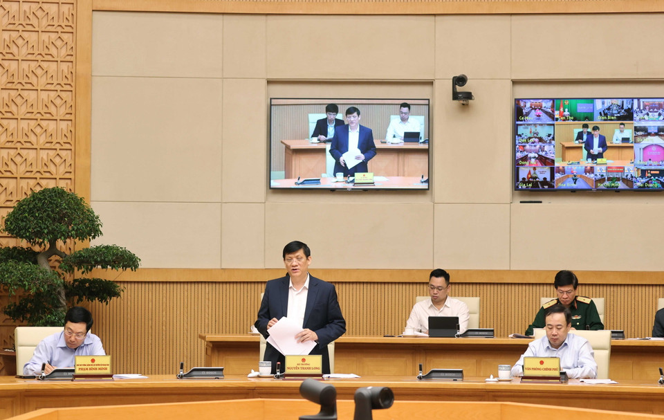 Bộ trưởng Bộ Y tế Nguyễn Thanh Long phát biểu. (Ảnh: Thống Nhất/TTXVN)