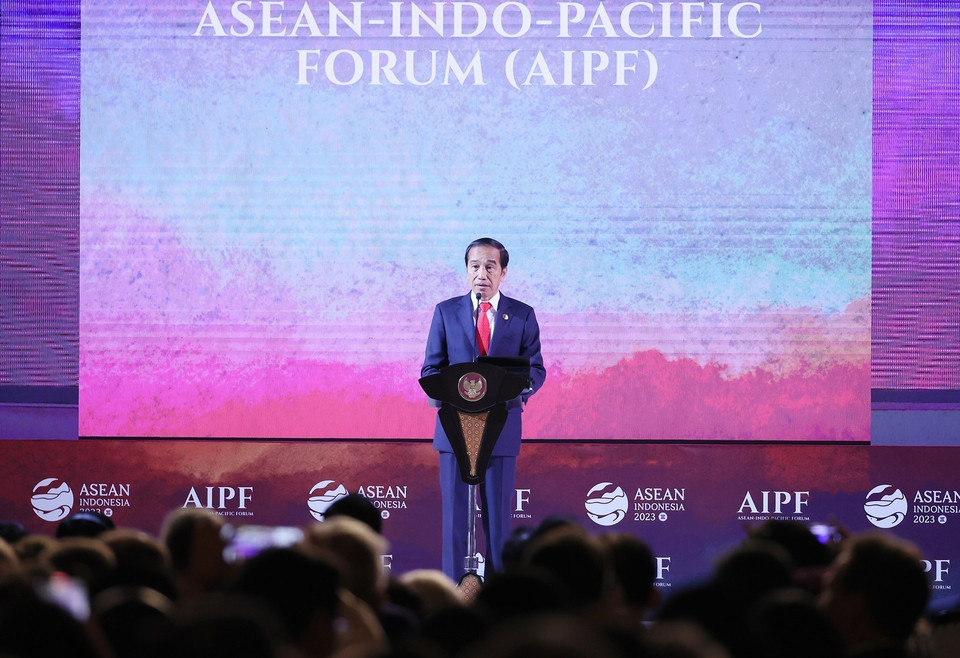 Tổng thống Indonesia Joko Widodo phát biểu khai mạc Diễn đàn. (Ảnh: Dương Giang/TTXVN)