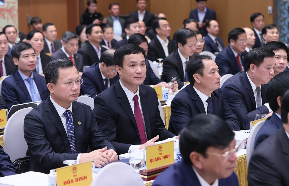 Lãnh đạo các địa phương tham dự hội nghị. (Ảnh: Dương Giang/TTXVN)