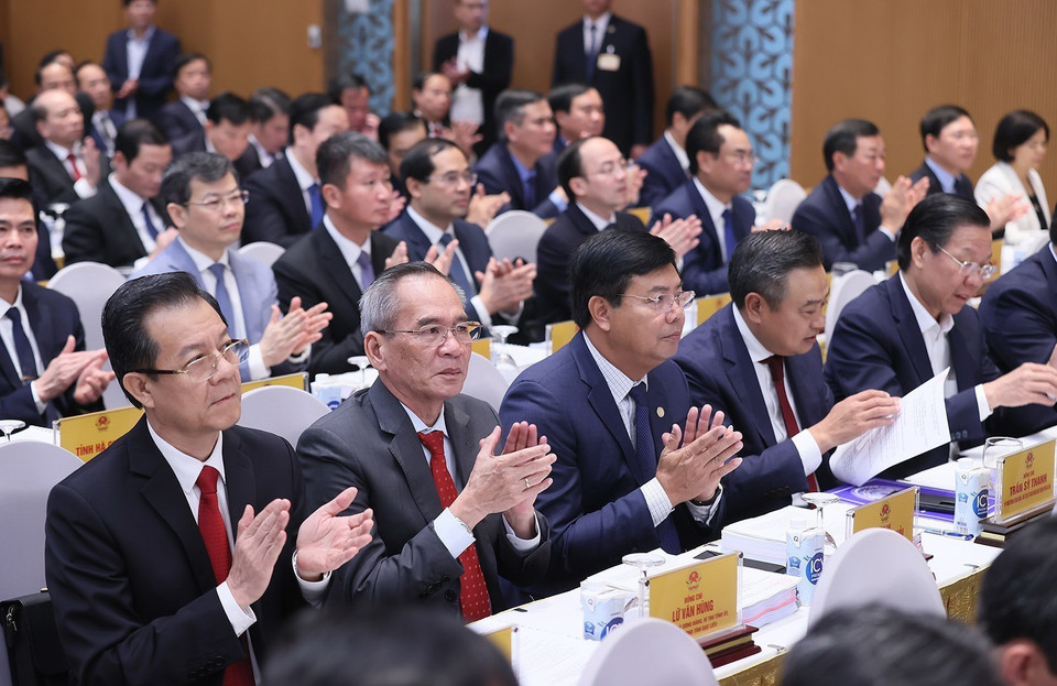 Lãnh đạo các địa phương tham dự hội nghị. (Ảnh: Dương Giang/TTXVN)