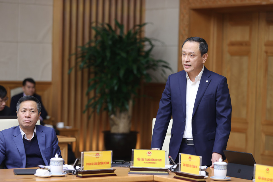 Tổng Giám đốc Hãng hàng không Quốc gia Việt Nam, Lê Hồng Hà phát biểu. (Ảnh: Dương Giang/TTXVN)