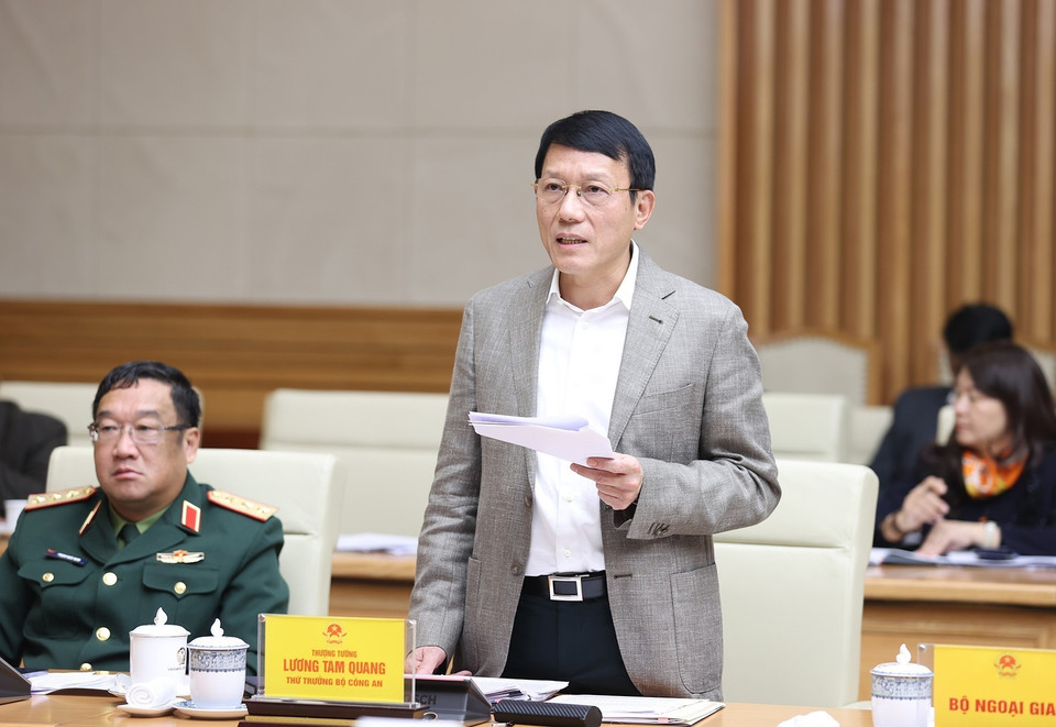 Thứ trưởng Bộ Công an Lương Tam Quang phát biểu. (Ảnh: Dương Giang/TTXVN)