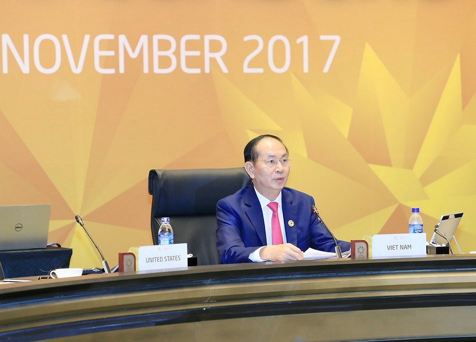 Chủ tịch nước Trần Đại Quang phát biểu bế mạc hội nghị. (Ảnh: TTXVN)