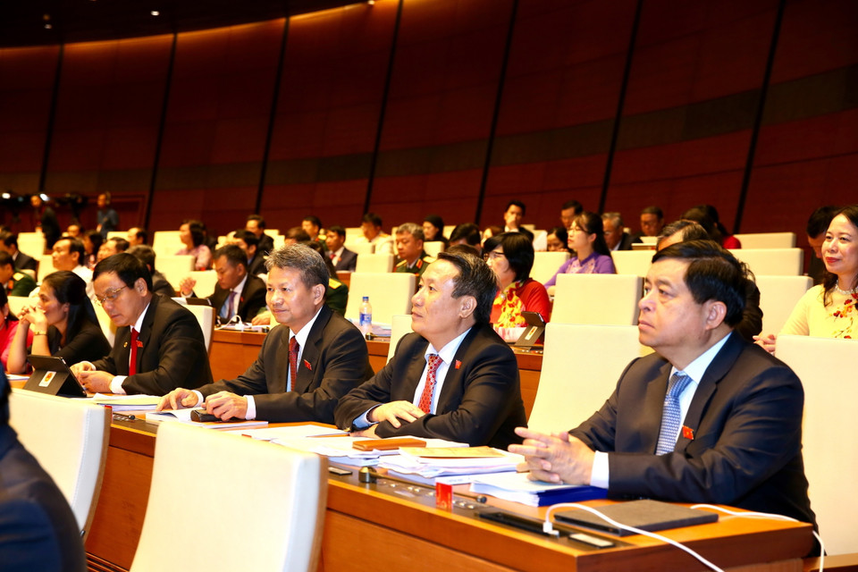 Các đại biểu Quốc hội tại phiên khai mạc. (Ảnh: Dương Giang/TTXVN)