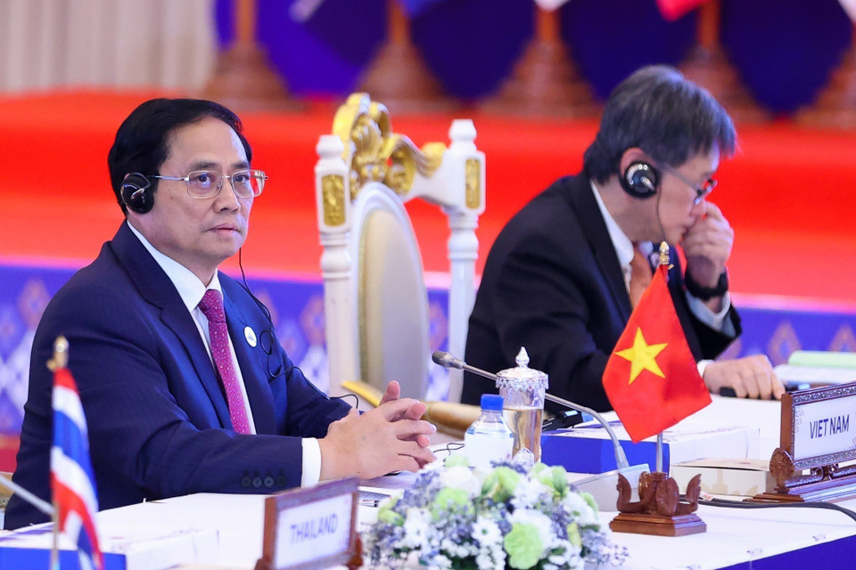 Thủ tướng Phạm Minh Chính dự Hội nghị Cấp cao ASEAN-Hàn Quốc lần thứ 23. (Ảnh: Dương Giang/TTXVN)