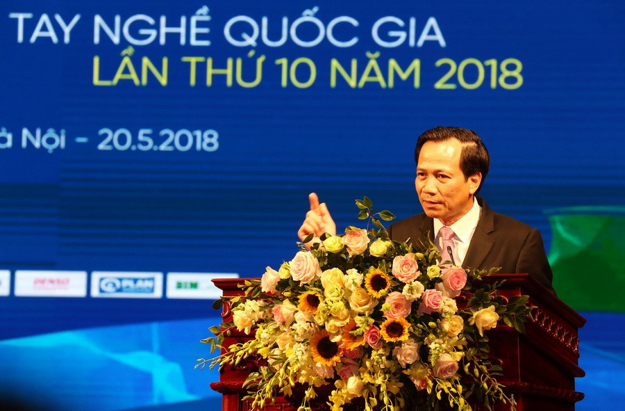 Bộ trưởng Bộ Lao động-Thương binh và Xã hội Đào Ngọc Dung phát biểu tại Lễ tổng kết. (Ảnh: Anh Tuấn/TTXVN)