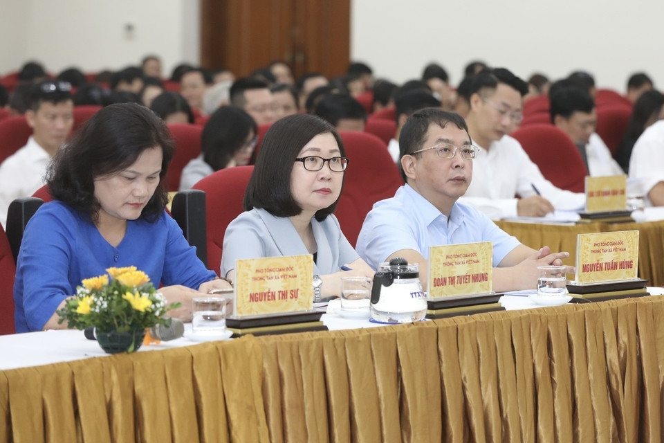 Các đại biểu tham dự buổi Giao ban Báo chí tuần 01, tháng 9 năm 2023. (Ảnh: Minh Quyết/TTXVN)