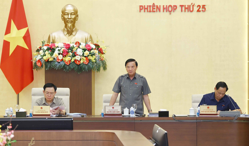 Phó Chủ tịch Quốc hội Nguyễn Khắc Định phát biểu. (Ảnh: Doãn Tấn/TTXVN)