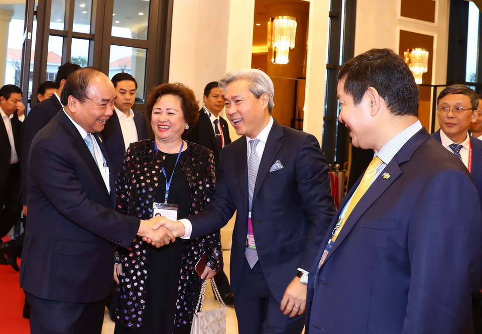 Thủ tướng Nguyễn Xuân Phúc gặp gỡ các Tập đoàn kinh tế dự Tuần lễ Cấp cao APEC 2017, sáng 8/11. (Ảnh: TTXVN)