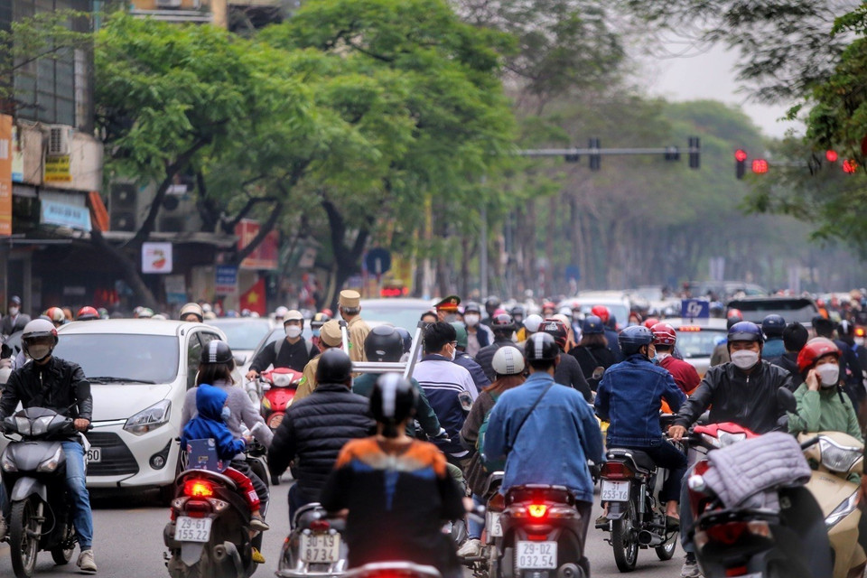 Những tuyến phố trong tình trạng ùn tắc kéo dài. (Ảnh: Tuấn Đức/TTXVN)