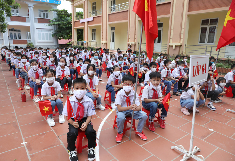 Quang cảnh lễ khai giảng tại trường THCS An Lập, huyện Sơn Động (Bắc Giang). (Ảnh: Danh Lam/TTXVN)