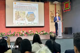 Phó Chủ tịch Ủy ban Nhân dân tỉnh Thái Bình Phạm Văn Nghiên phát biểu tại Hội nghị. (Ảnh: Nguyễn Thu Hà/TTXVN)