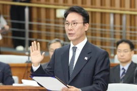 Ứng cử viên Thủ tướng Hàn Quốc Kim Min Seok trong phiên điều trần tại Quốc hội, ở Seoul ngày 24/6/2025. (Ảnh: Yonhap/TTXVN)