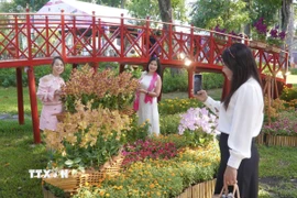 Tiểu cảnh mang đặc trưng vùng miền thu hút nhiều người dân, du khách tại Festival Hoa Lan Thành phố Hồ Chí Minh năm 2025. (Ảnh: Trung Tuyến/TTXVN)
