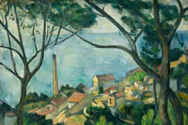 Bức họa "L’Estaque Derrière Les Arbres" (tạm dịch: Phía sau những hàng cây) (1878-1879) của Cézanne. (Nguồn: The Guardian)