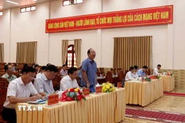 Bí thư Tỉnh ủy Cà Mau Nguyễn Hồ Hải phát biểu chỉ đạo tại Hội nghị. (Ảnh: Kim Há/TTXVN)