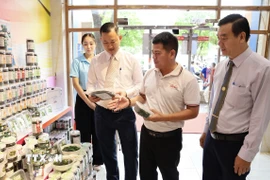 Đại biểu tham quan gian hàng của doanh nghiệp tỉnh Ninh Thuận trưng bày tại Showroom Xuất khẩu, Quận 1 (Thành phố Hồ Chí Minh). (Ảnh: Xuân Anh/TTXVN)