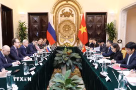 Đối thoại chiến lược ngoại giao-quốc phòng-an ninh Việt Nam-Nga lần thứ 13 diễn ra tại Hà Nội hồi tháng Ba năm ngoái. (Ảnh: An Đăng/TTXVN)