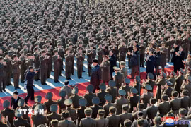 Nhà lãnh đạo Triều Tiên Kim Jong Un thăm Đại học Chính trị Kim Nhật Thành ở Bình Nhưỡng ngày 24/2/2025. (Ảnh minh họa: Yonhap/TTXVN)