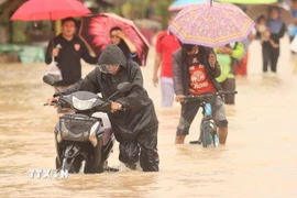 Cảnh ngập lụt sau những trận mưa lớn tại Narathiwat (Thái Lan). (Ảnh: THX/TTXVN)