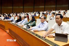 Đại biểu Quốc hội ấn nút biểu quyết thông qua các luật và nghị quyết. (Ảnh: Doãn Tấn/TTXVN)