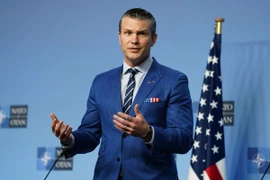 Bộ trưởng Quốc phòng Mỹ Pete Hegseth trong cuộc họp báo tại Brussels (Bỉ), ngày 13/2/2025. (Ảnh: THX/TTXVN)