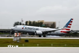 Máy bay của hãng hàng không American Airlines tại Sân bay quốc tế Miami, bang Florida (Mỹ). (Ảnh: AFP/TTXVN)