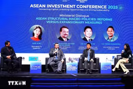 Diễn giả tham luận tại Hội nghị Đầu tư ASEAN tại Malaysia. (Ảnh: Hằng Linh/TTXVN)