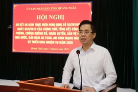 Phó Bí thư Tỉnh ủy, Chủ tịch Ủy ban Nhân dân tỉnh Quảng Ngãi Nguyễn Hoàng Giang phát biểu tại Hội nghị. (Ảnh: Phạm Cường/TTXVN)