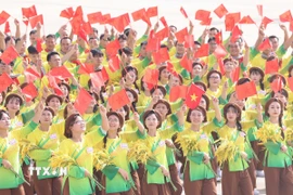 Chương trình văn nghệ tại Lễ Kỷ niệm, diễu binh, diễu hành 80 năm Cách mạng tháng Tám và Quốc khánh 2/9 trên Quảng trường Ba Đình, sáng 2/9/2025. (Ảnh: Thống Nhất/TTXVN)